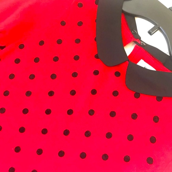 Elle Red Sweater with Black Polka Dots Size XS - Picture 7 of 10